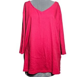 Red Cotton V Neck Tee Size 2XL